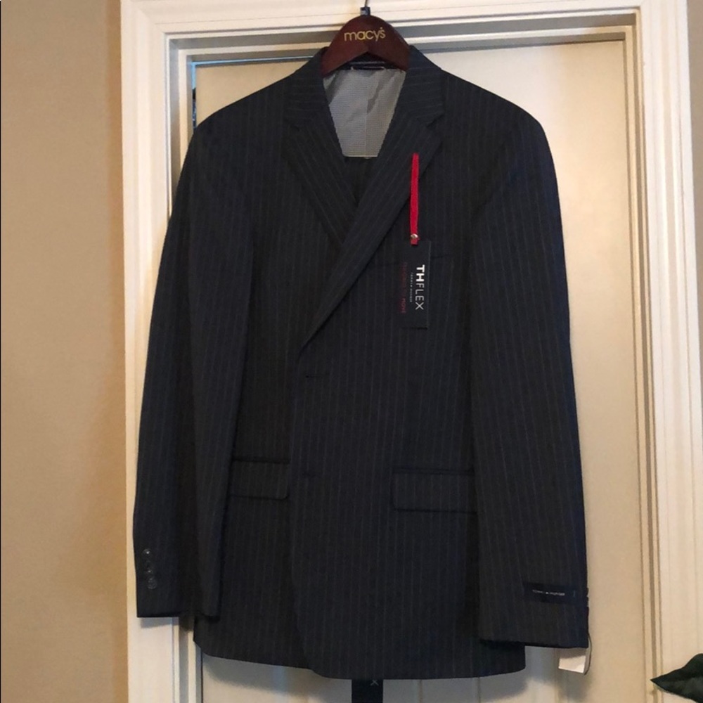 Grey Pinstripe Tommy Hilfiger Suit. Never Worn.